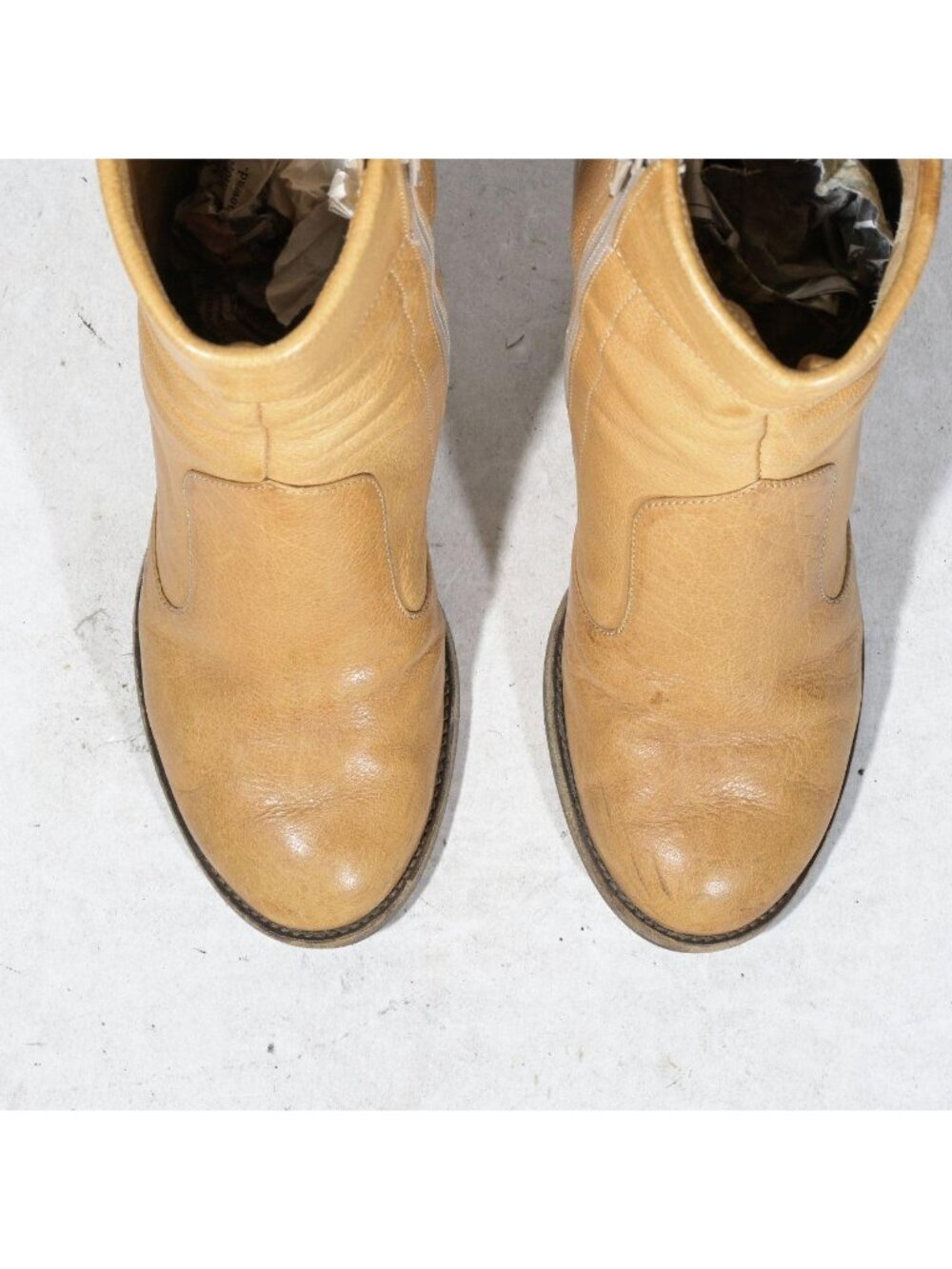 Marc Jacobs Tan Leather Cuffed Ankle Boots Inside Zip Round Toe Made in Italy Wo - Picture 5 of 8